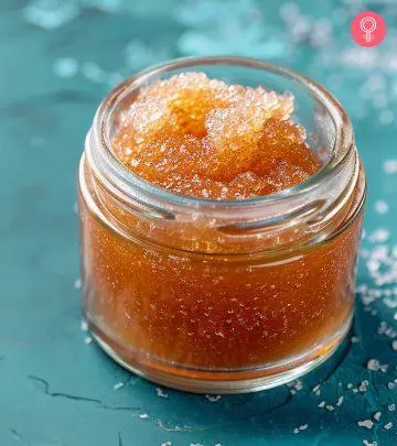 Lip scrub in a glass jar