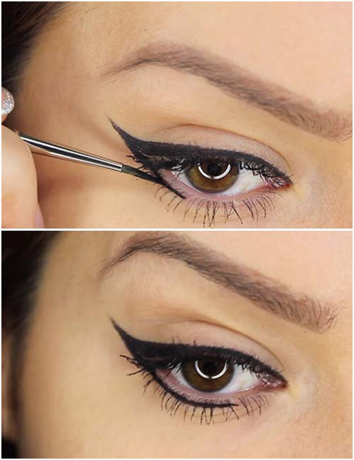 Applying liquid eyeliner to lower lid step 2