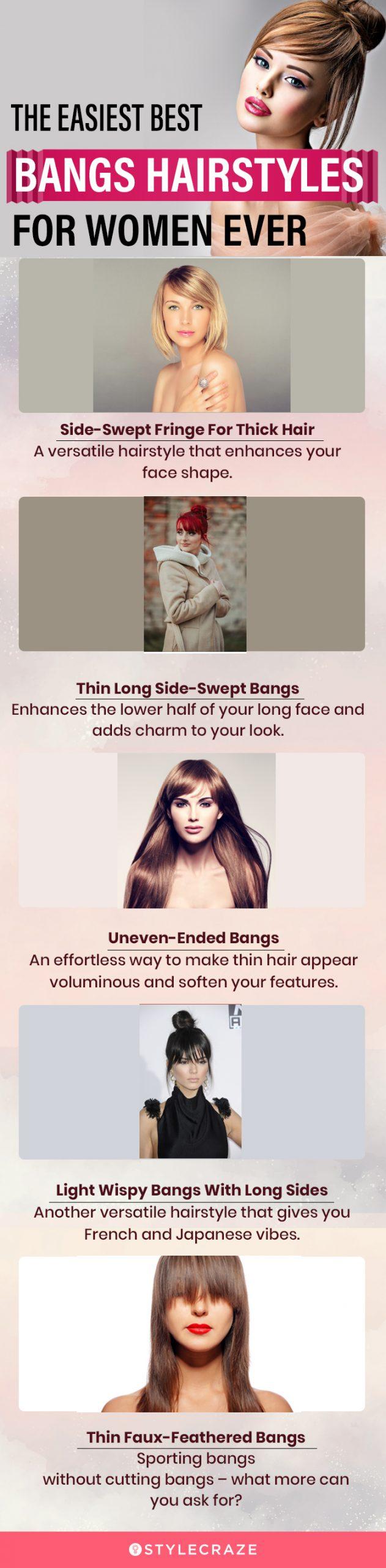 the easiest best bangs hairstyles for women ever (infographic)