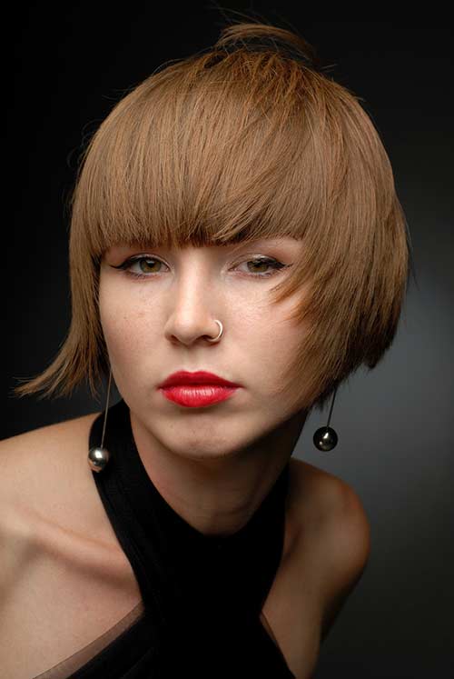 Thick blended bangs hairstyle