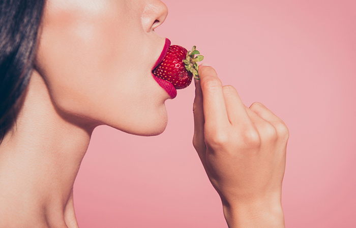 Strawberry is used to make a natural lip stain 
