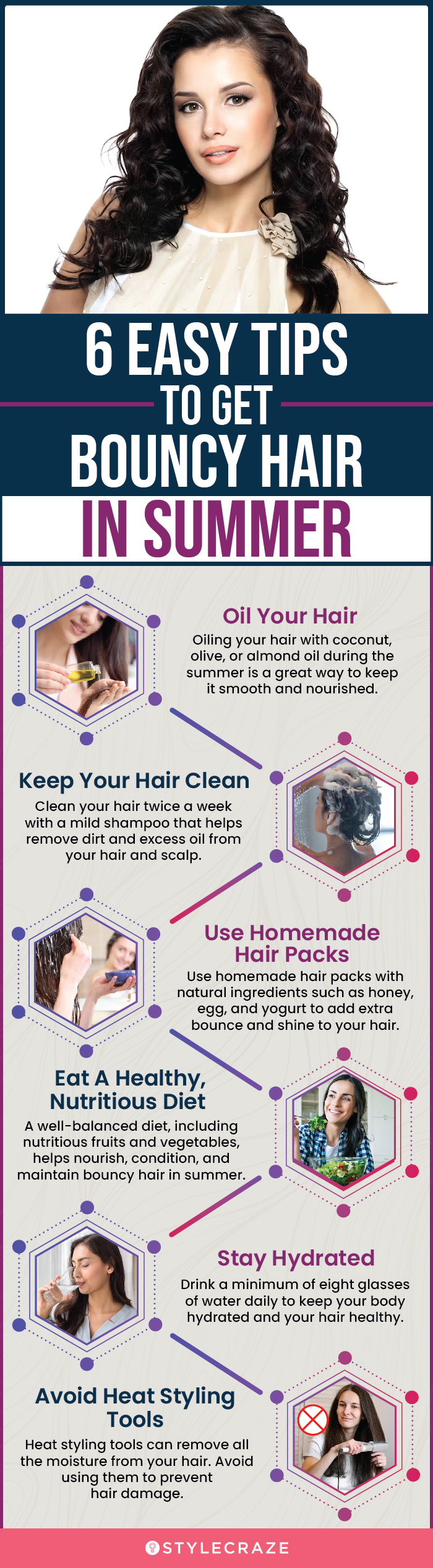 6 easy tips to get bouncy hair in summer (infographic)