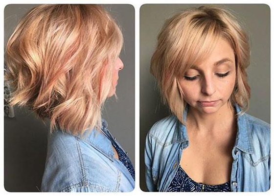 Blonde bob hairstyle to slim down round faces