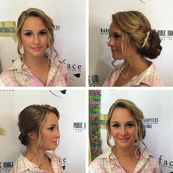 Perfectly pulled back hairstyle to slim down round faces