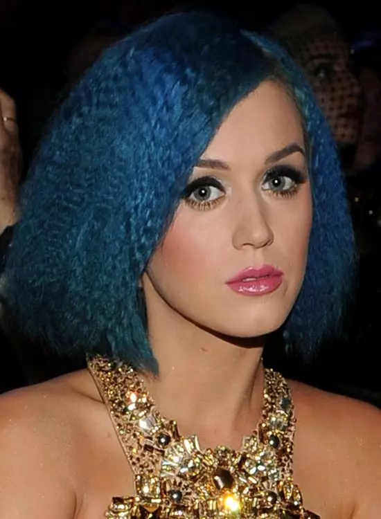 Side-parted cobalt blue bob with frizzes for styling frizzy hair