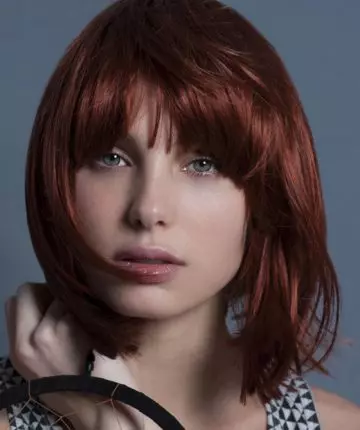 Wine red bob hairstyle for a square face