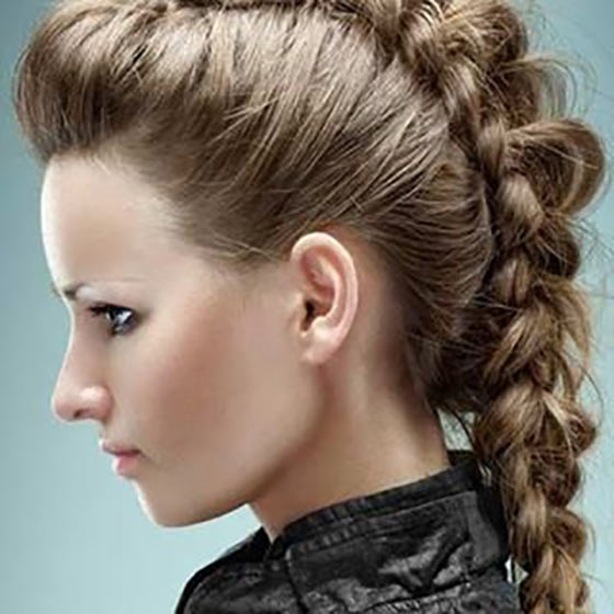 High French braid with a pouf hairstyle for a square face