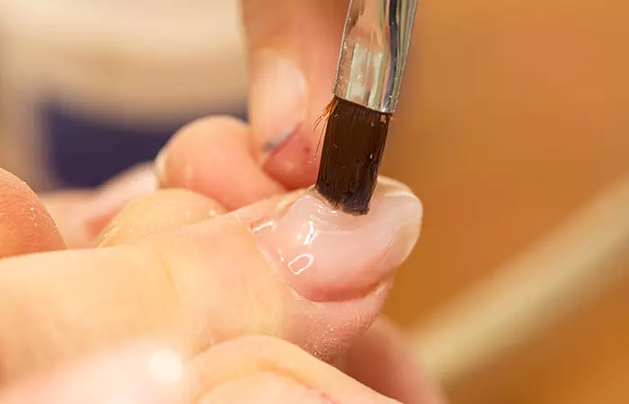 Applying acrylic nails step 4