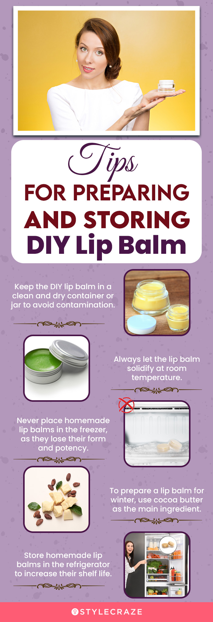 tips for preparing and storing diy lip balm (infographic)