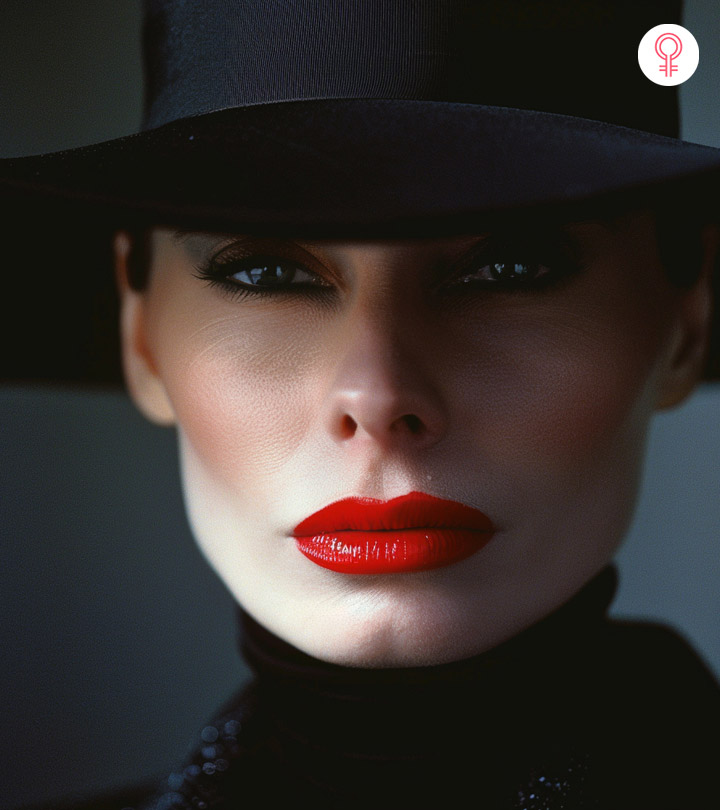 Women with red lipsticks