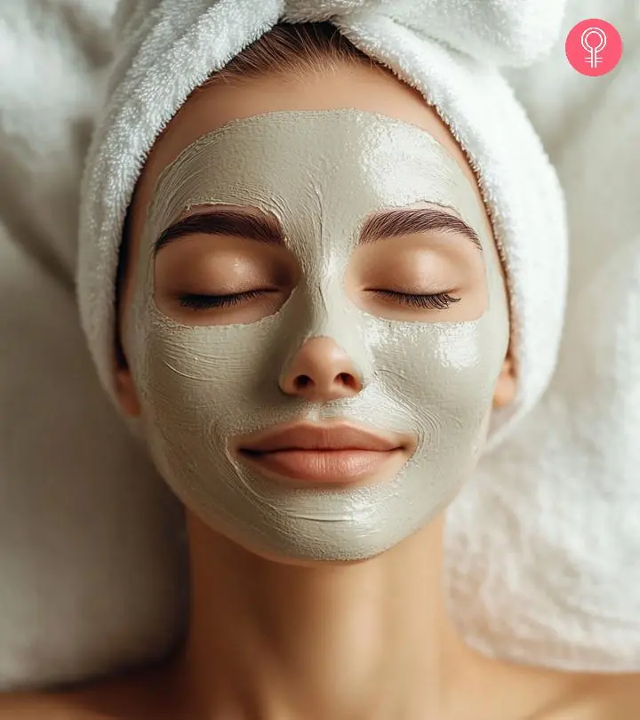 Girl applying the face mask