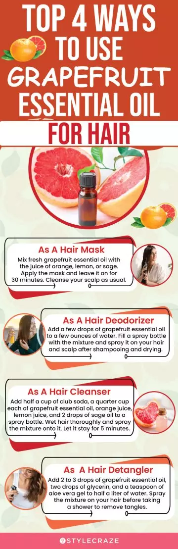 top 4 ways to use grapefruit essential oil for hair (infographic)
