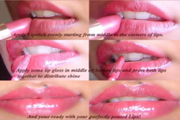 Makeup tutorial showing how to get a perfect pout