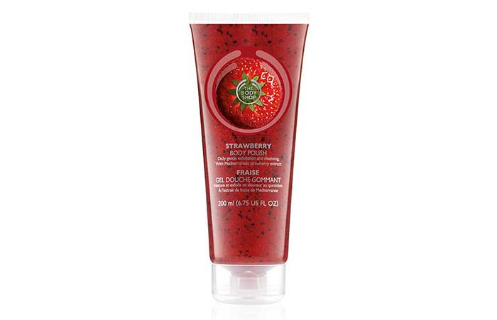 leštění těla doma-The Body Shop Strawberry Body Polish Scrub