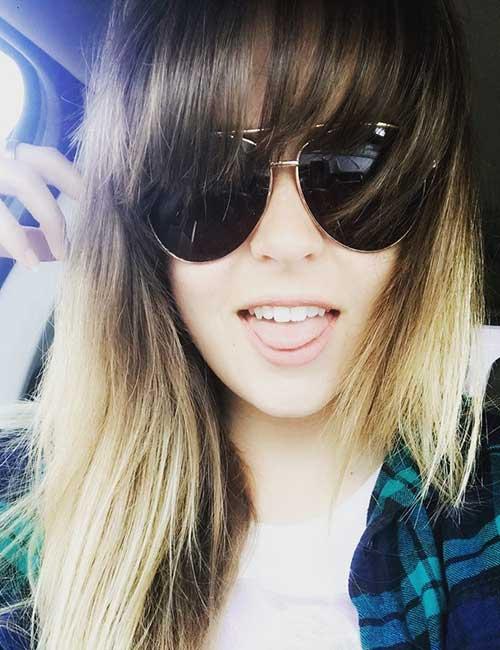 Long straight hair with bangs