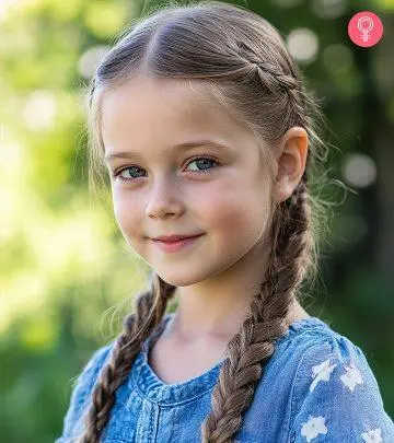 A little girl with a beautiful hairstyle