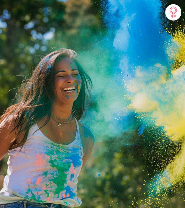 A-girl celebrating Holi