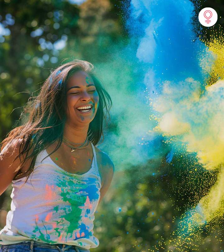 A girl celebrating Holi