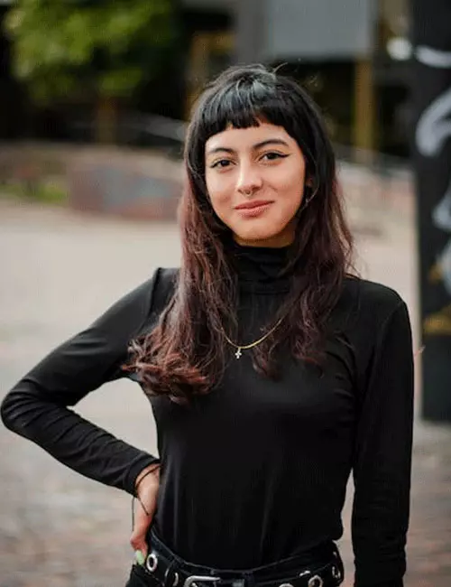 Brown Ombre Hair With Baby Bangs