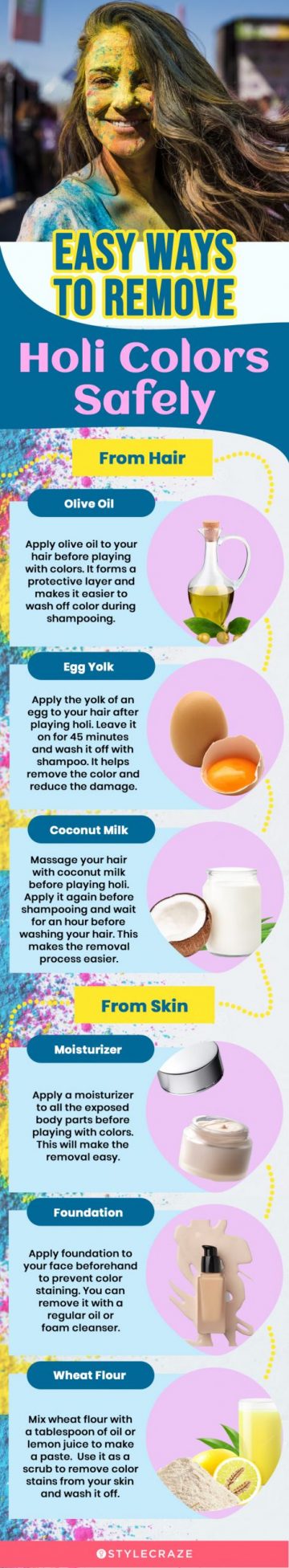 easy ways to remove holi colors safely (infographic)