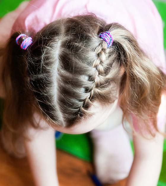 High French pigtail hairstyles for cute little girls