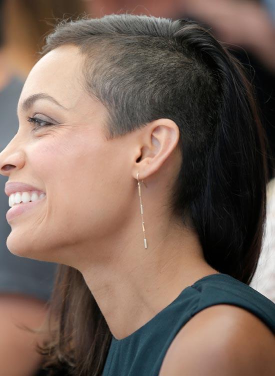 Partially Shaved Head with Long Black Hair