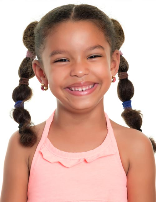 Smiling Cute Little Girl Hairstyle Ponytails Stock Photo 283636643 |  Shutterstock