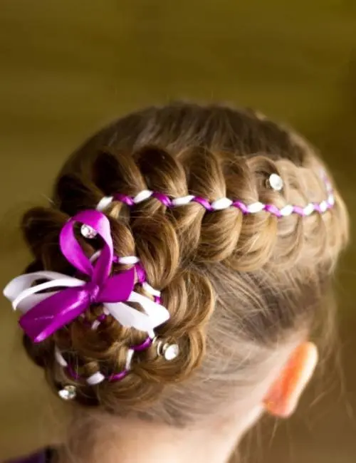 Ribbon woven braided bun