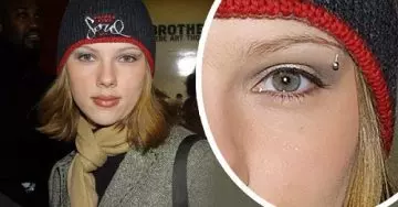 Scarlett Johansson's body piercing on eyebrow