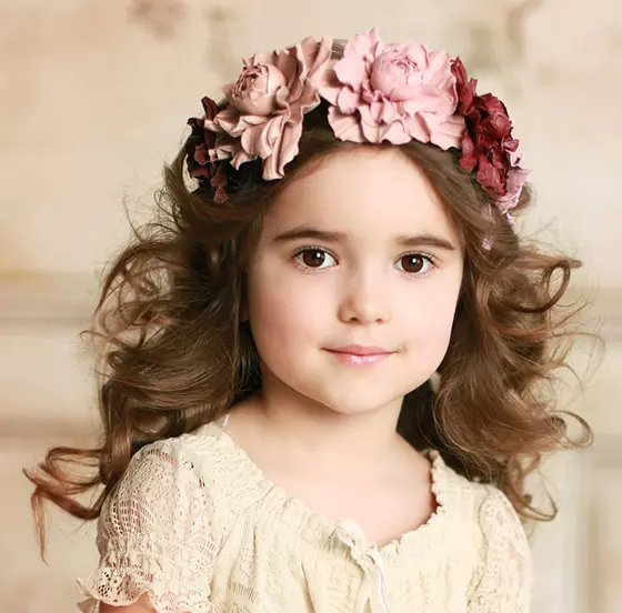 Outward waves with floral headband for little girls