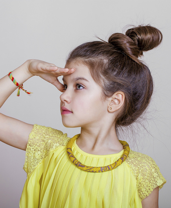 Messy top knot hairstyles for little girls
