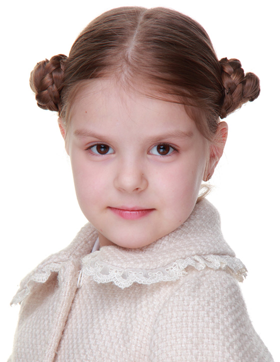 Inverse braided side buns for little girls
