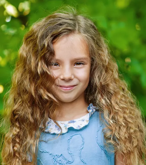 Long side parted curls for little girls