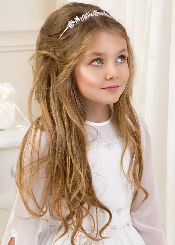 Little girls tousled wavy tresses hairstyles with headband