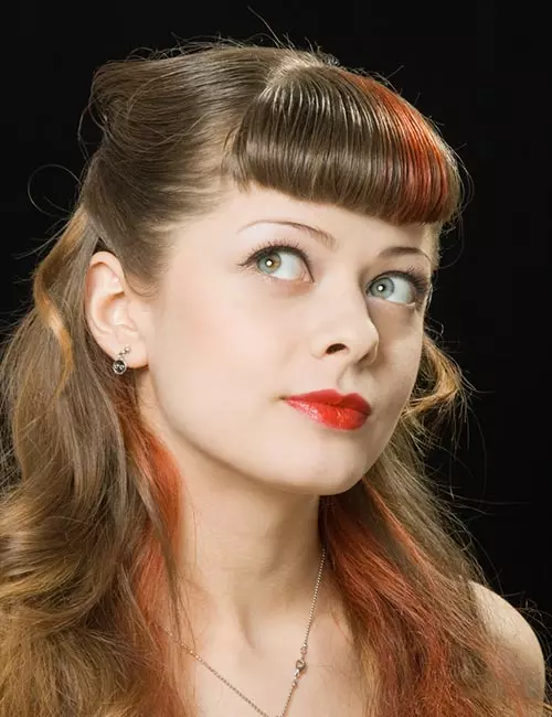 Long hair with vintage rockabilly bangs