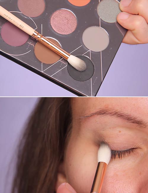 Step 2 of makeup for deep-set eyes is to move to the crease