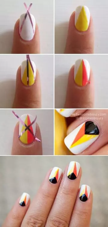 Simple Nail Designs - 1. White And Orange Flames Nail Art