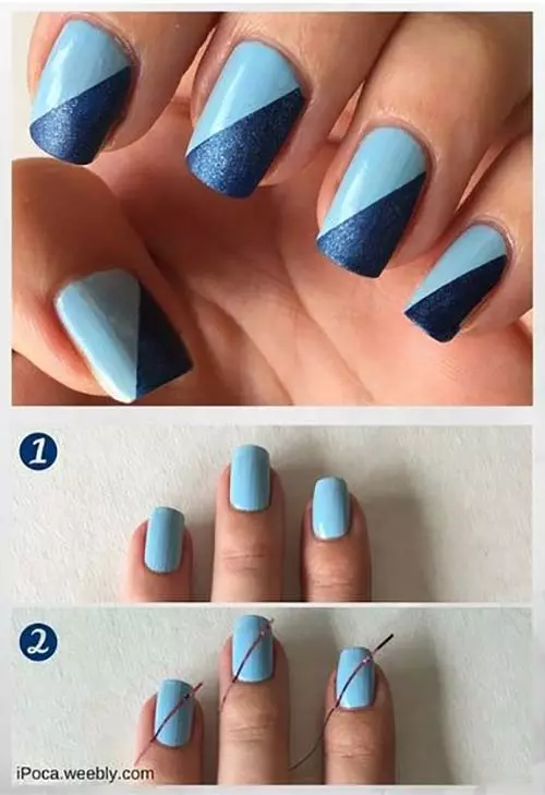 Easy Nail Designs - 14. Two-Toned Blue Nail Art