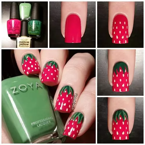 Easy Nail Designs - 15. Strawberry Fields Forever Nails