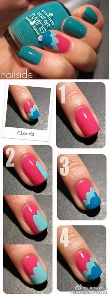 Simple Nail Designs - 4. Colorful Clouds Nail Art