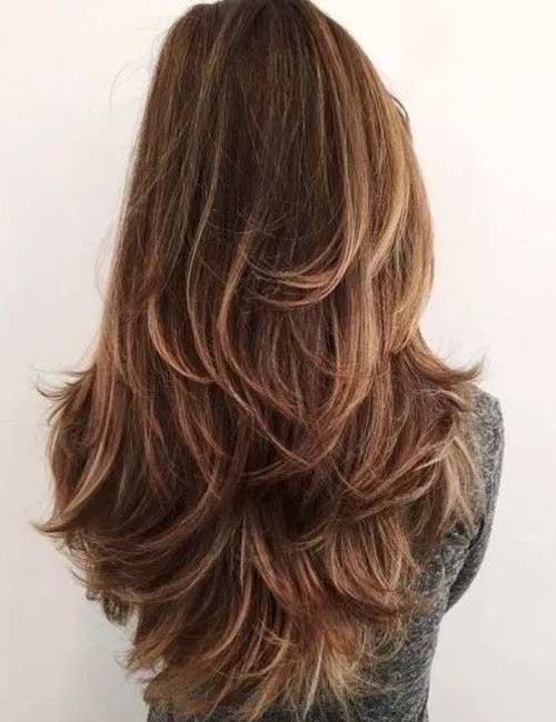 Long multi-layered hairstyle