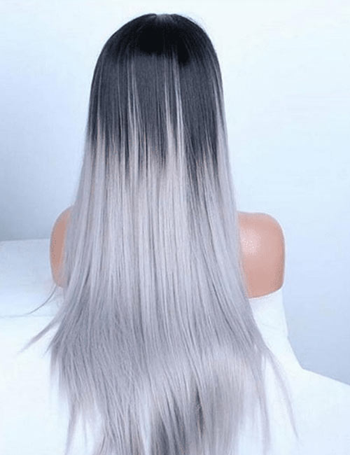 Silky straight long layered hairstyle