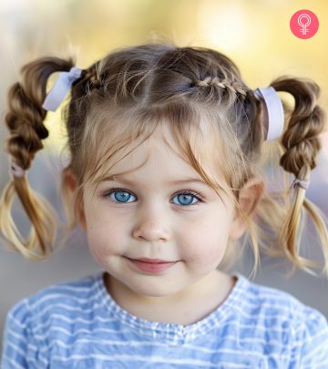 A little girl with a beautiful hairstyle
