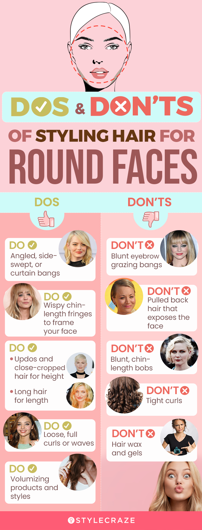 dos & don'ts of styling hair for round faces (infographic)