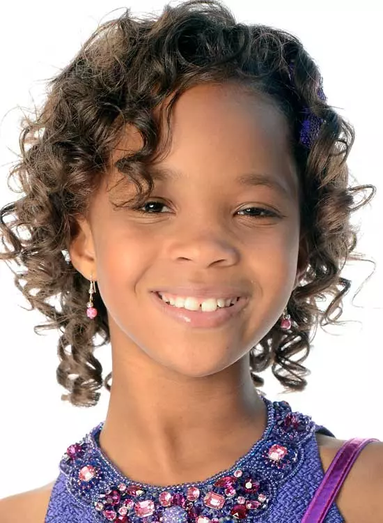 Neat tight curls hairstyle for little girls