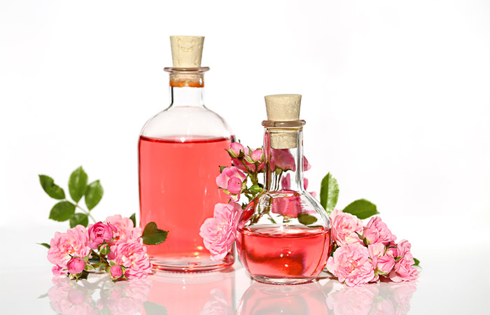 Rose water to soothe dry skin around eyes