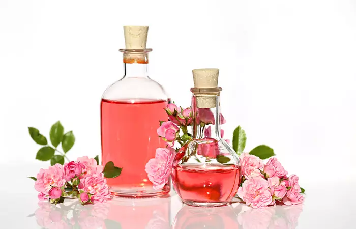 Rose water to soothe dry skin around eyes