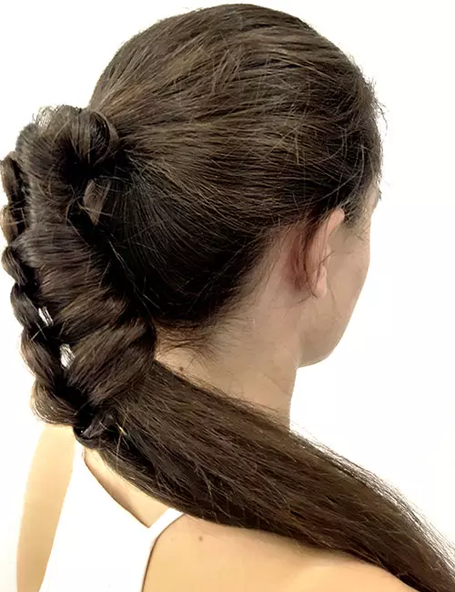 Simple ponytail with Dutch braided top