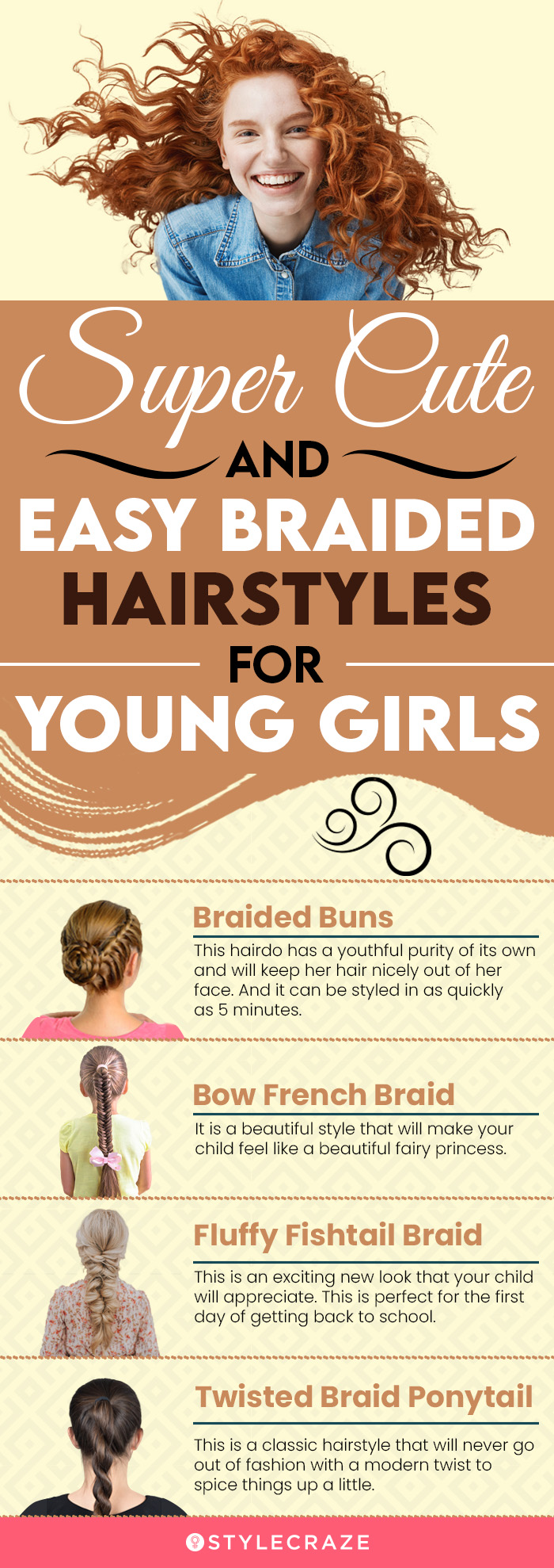 super cute and easy braided hairstyles for young girls [infographic]