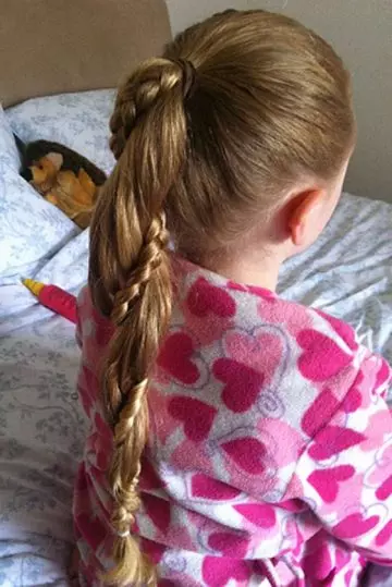 Twisted ponytail with braid for little girls